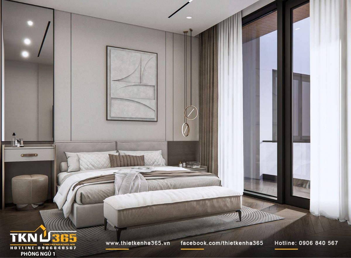 Thiết kế nội thất biệt thự phố 2 tầng H’S House : Không gian sống cân bằng giữa tiện nghi và vi khí hậu 27 Ánh sáng tự nhiên đi qua lớp rèm hai lớp được kiểm soát vừa đủ, giúp không gian luôn duy trì trạng thái dịu nhẹ, phù hợp cho nghỉ ngơi