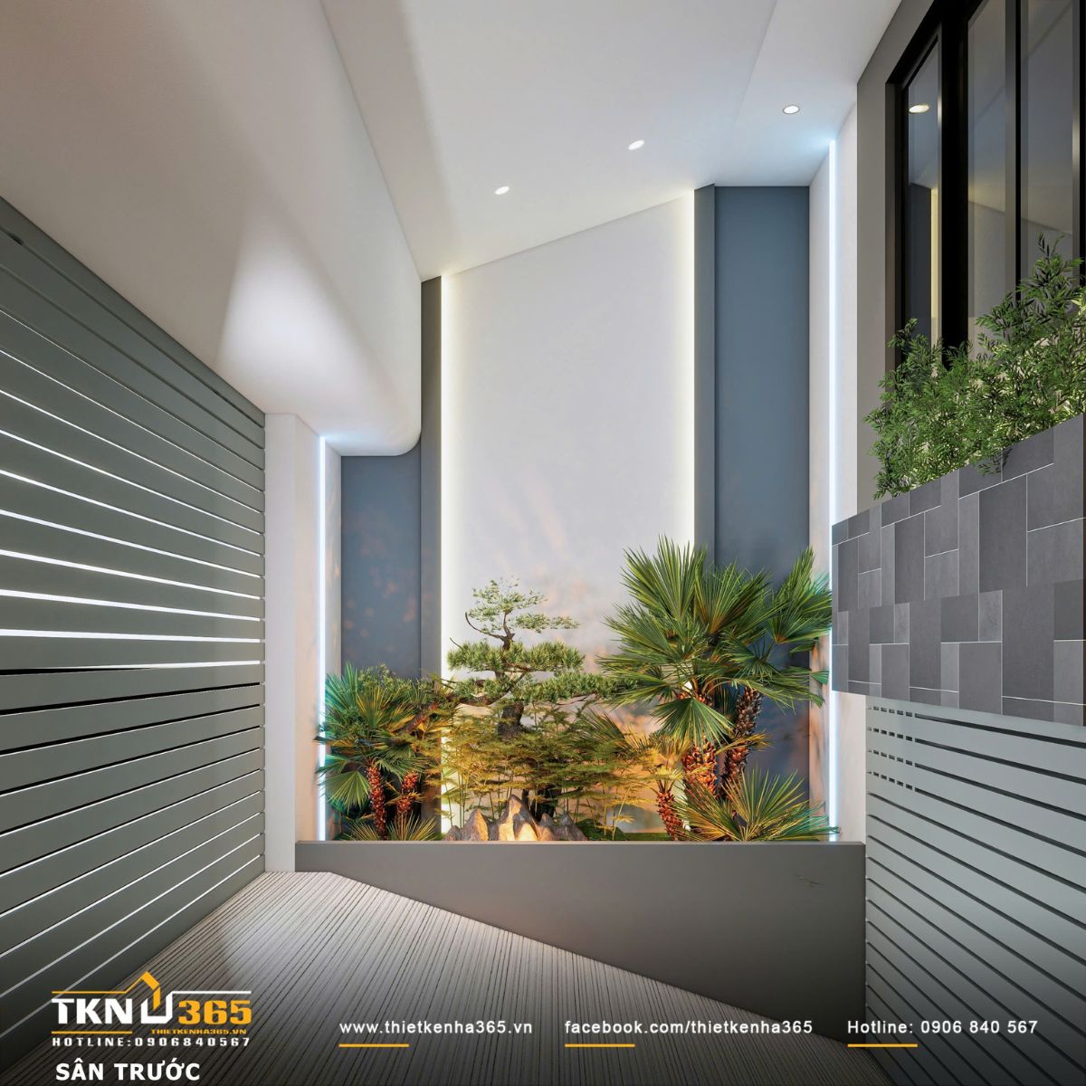Thiết kế nội thất biệt thự phố 2 tầng H’S House : Không gian sống cân bằng giữa tiện nghi và vi khí hậu 3 Mảng xanh bố trí có kiểm soát giúp làm mềm không gian, đồng thời hỗ trợ điều tiết nhiệt ngay từ khu vực sân trước