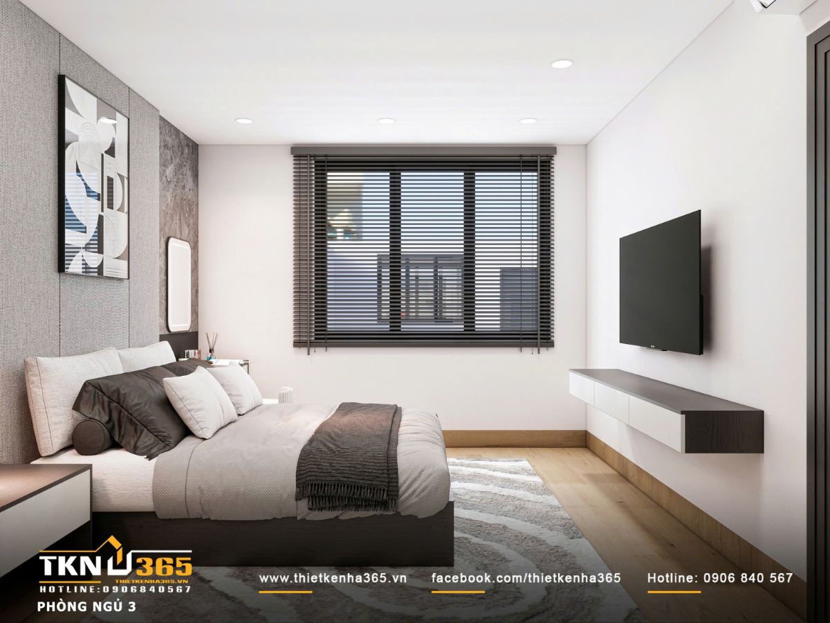 Thiết kế nội thất biệt thự phố 2 tầng H’S House : Không gian sống cân bằng giữa tiện nghi và vi khí hậu 35 Cửa sổ kính lớn với hệ rèm giúp kiểm soát ánh sáng linh hoạt, mang lại sự thông thoáng và dễ chịu trong suốt ngày dài