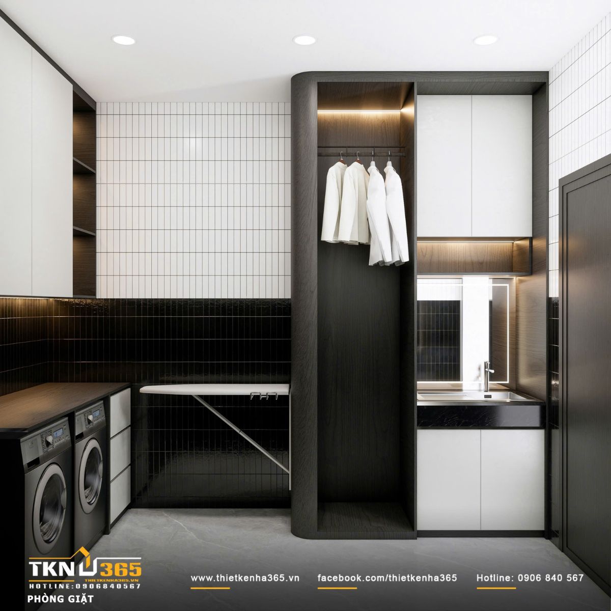 Thiết kế nội thất biệt thự phố 2 tầng H’S House : Không gian sống cân bằng giữa tiện nghi và vi khí hậu 52 Phòng giặt trong biệt thự phố 2 tầng sở hữu thiết kế hiện đại, đáp ứng nhu cầu sử dụng linh hoạt của gia đình