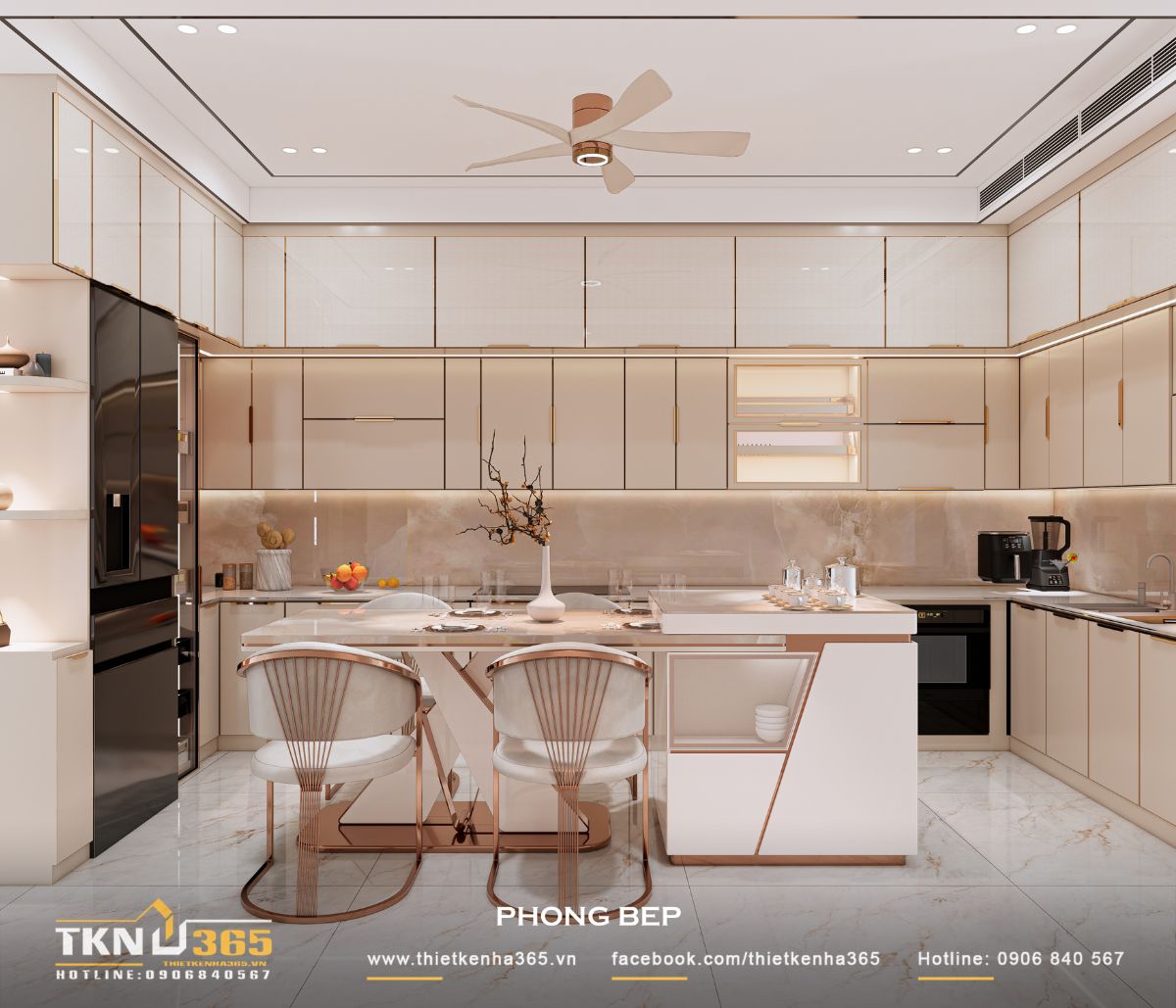 Khu bếp - ăn vận hành theo bố cục mở, thuận tiện cho việc di chuyển và tương tác trong sinh hoạt hàng ngày