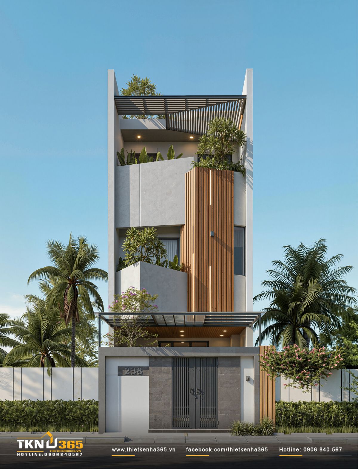 Nhà phố 4 tầng Sunset House áp dụng đồng thời nhiều giải pháp chống nóng và chống thấm hiệu quả cho nhà ở