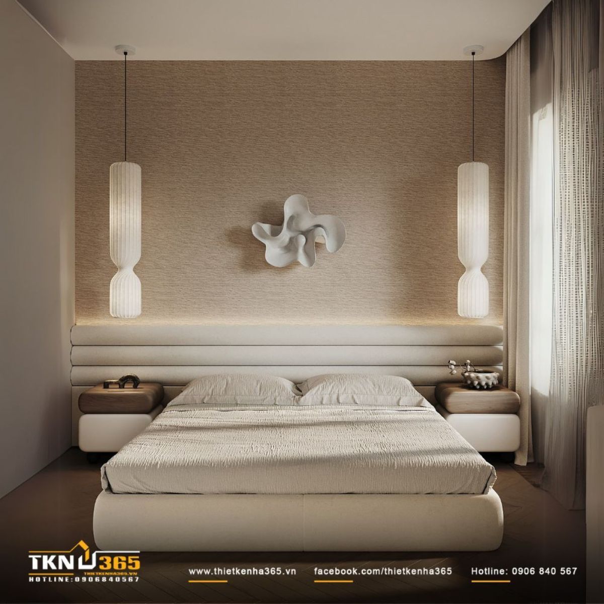 Phòng ngủ nhỏ bố trí giường hợp lý, đảm bảo không quay đầu ra cửa và tránh đặt đối diện nhà vệ sinh