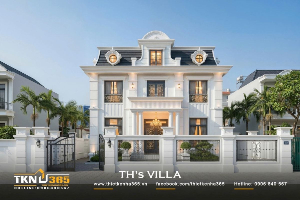 Biệt thự thiết kế cổng và hàng rào đồng bộ, làm toát lên vẻ đẹp sang trọng và đẳng cấp