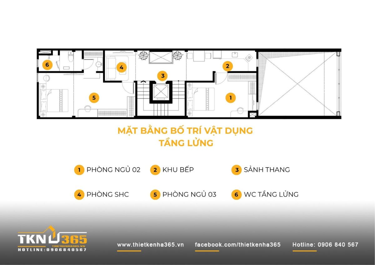 Tầng lửng trong nhà 1 trệt 1 lửng 2 lầu 1 sân thượng linh hoạt bố trí phòng sinh hoạt chung, phòng làm việc hoặc phòng ngủ phụ