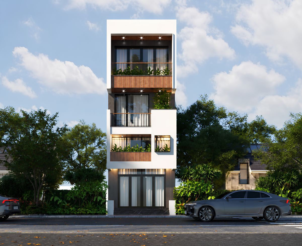 Mẫu thiết kế nhà có lửng hiện đại bố trí 4 - 5 phòng ngủ, đáp ứng nhu cầu sử dụng của gia đình nhiều thế hệ (Ảnh: Sưu tầm)