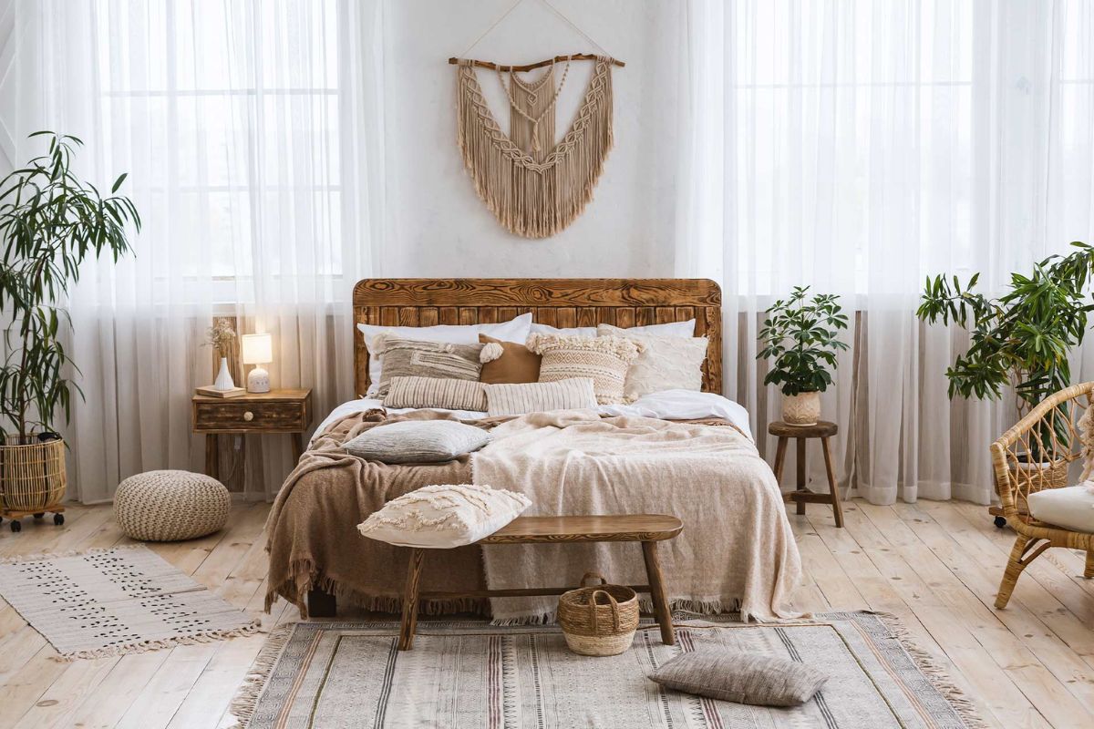 Phong Cách Rustic Là Gì? Đặc Trưng, Vật Liệu & Cách Ứng Dụng Trong Thiết Kế Nội Thất 19 Thiết kế phòng ngủ phong cách Rustic mang lại cảm giác thư giãn nhờ vật liệu mộc và ánh sáng ấm nhẹ (Ảnh: Sưu tầm)