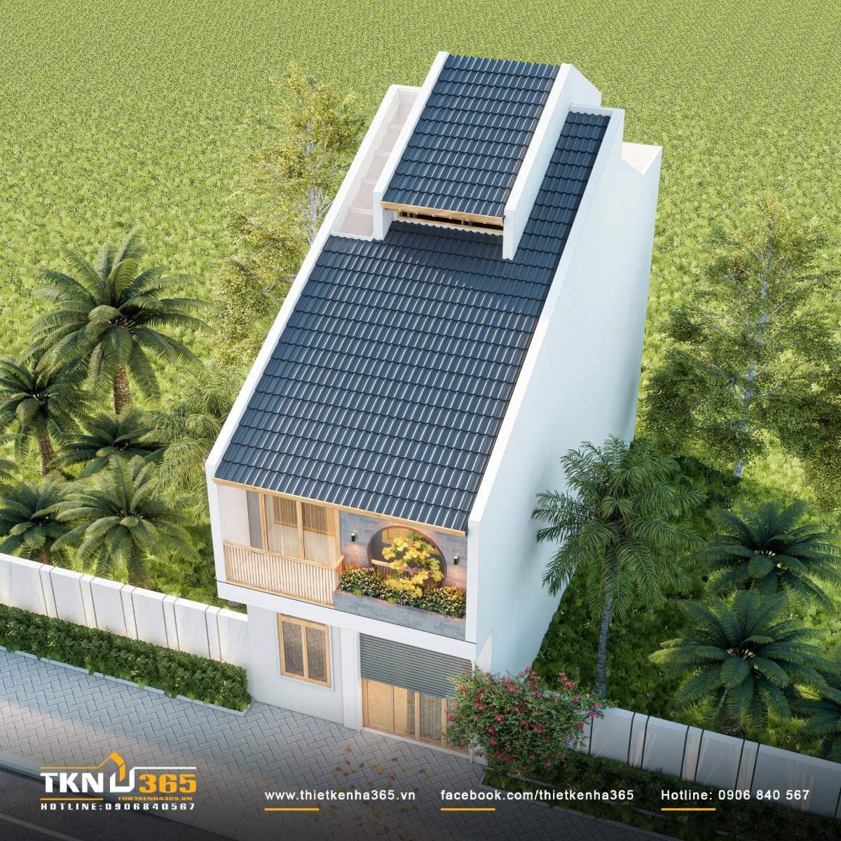 Giếng trời giúp không gian nhà 1 trệt 1 lầu 4x20 sáng và thoáng hơn rõ rệt vào ban ngày