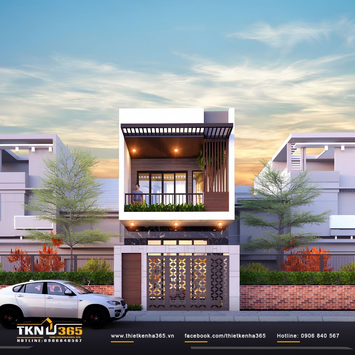 Mẫu nhà 1 trệt 1 lầu 4x20 mái bằng hiện đại được ưa chuộng nhờ chi phí hợp lý