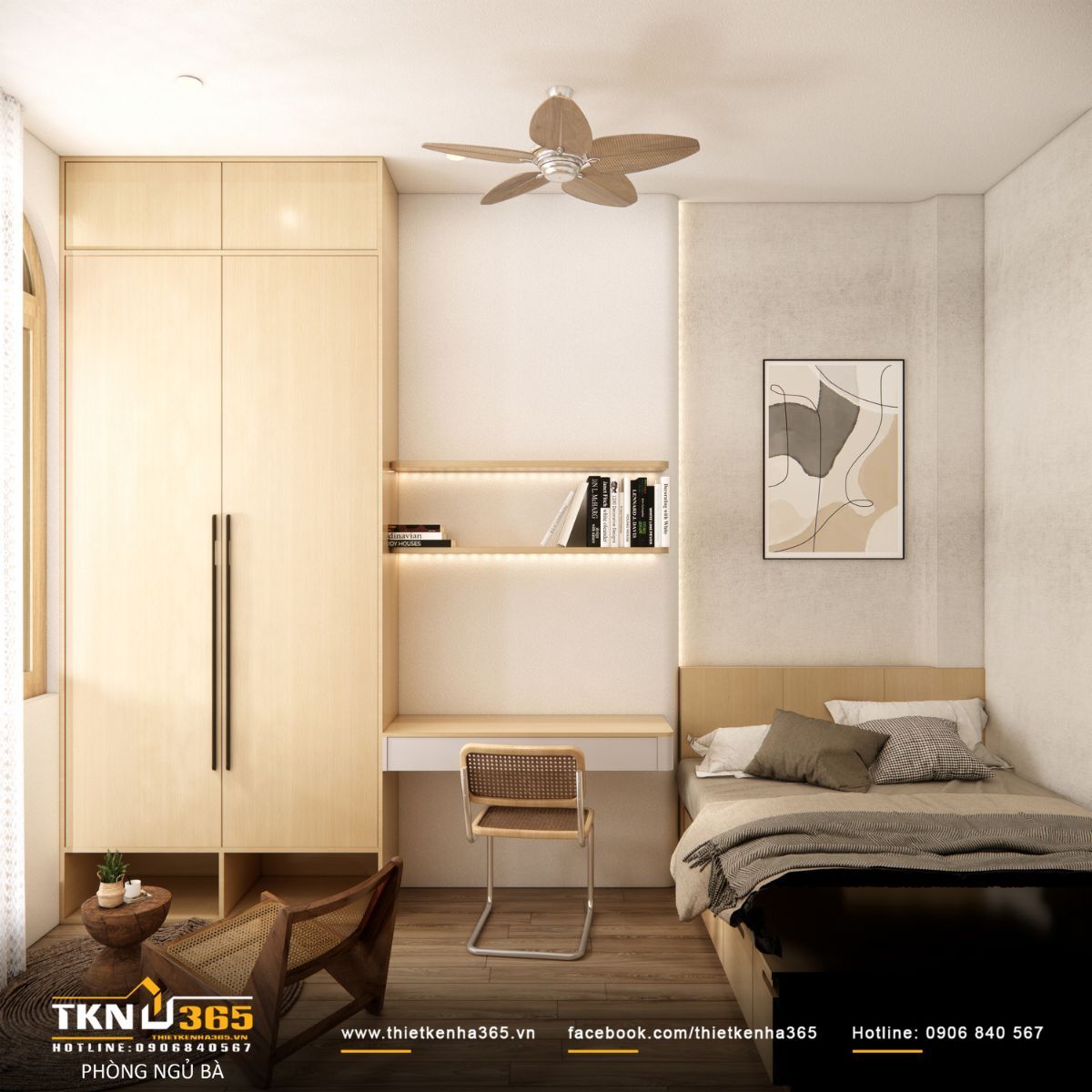 Mẫu nhà 1 trệt 1 lầu 6x14 đẹp với phòng ngủ ở tầng trệt dành cho người lớn tuổi