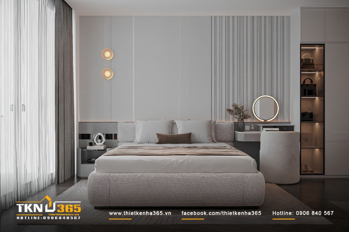 Mẫu nhà 1 trệt 1 lửng 1 lầu 4x12 ưu tiên sử dụng màu sáng để mở rộng không gian