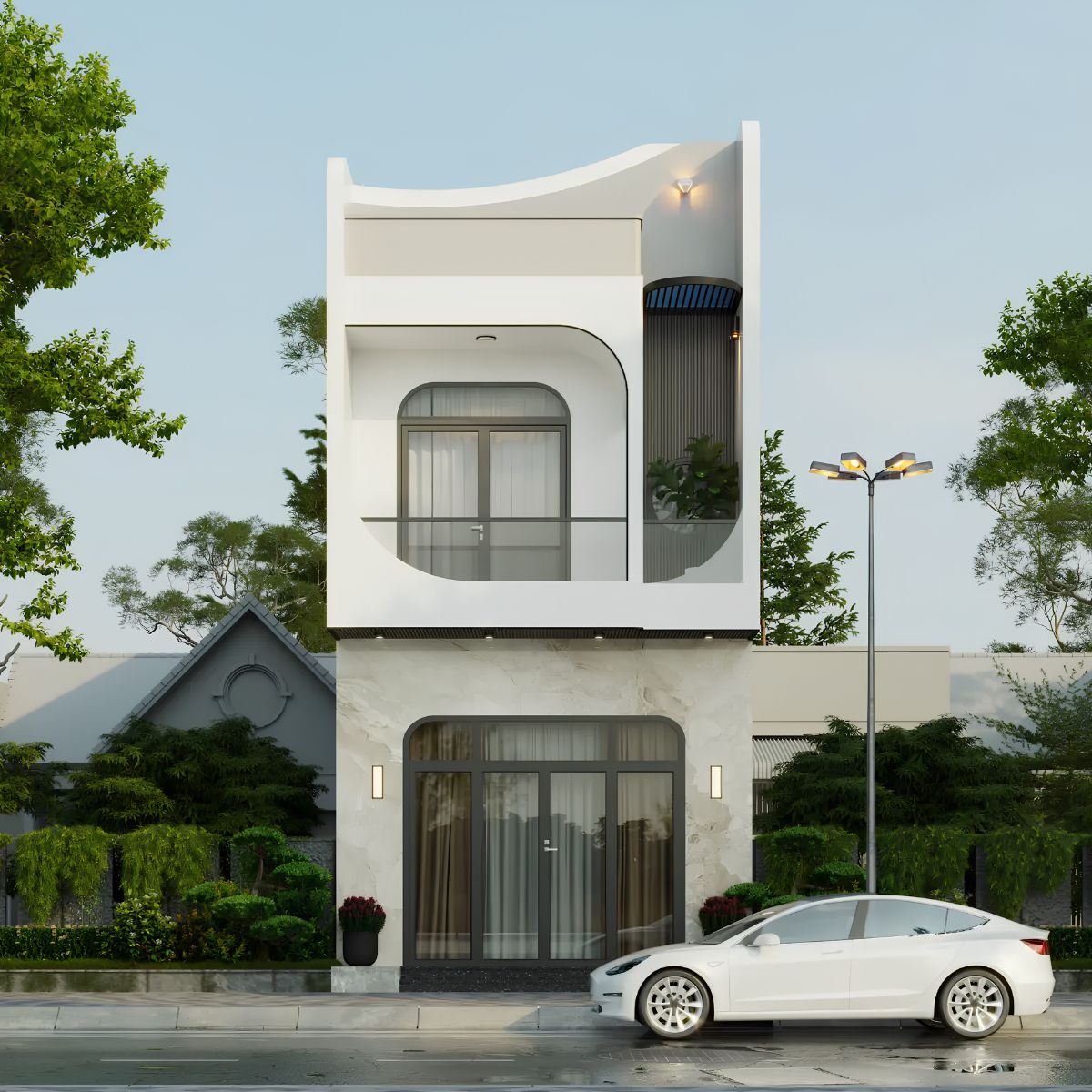 Mẫu nhà 1 trệt 1 lửng 1 lầu 4x12 có 3 phòng ngủ (Ảnh: Sưu tầm)