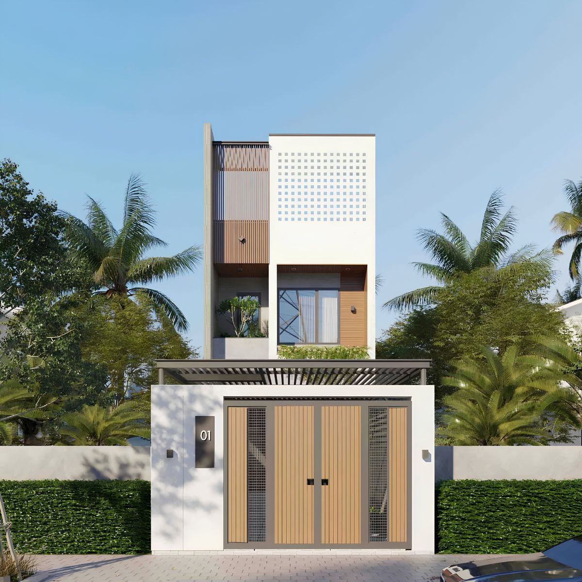 Mẫu nhà 1 trệt 1 lửng 1 lầu 4x16 được ưa chuộng nhờ khả năng tối ưu công năng và diện tích (Ảnh: Sưu tầm)