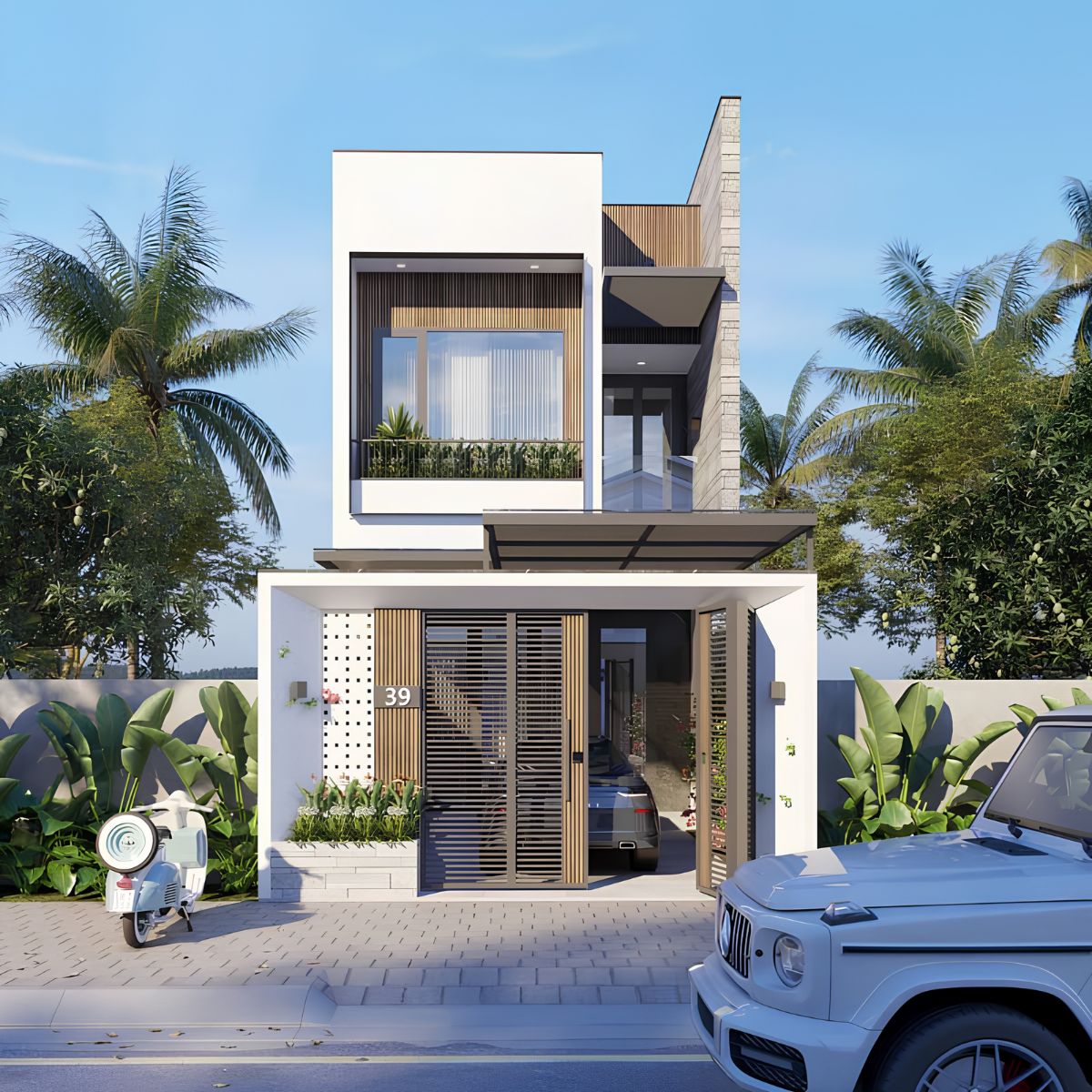 Mẫu nhà 1 trệt 1 lửng 1 lầu 4x16 phong cách hiện đại tối giản dễ tối ưu chi phí (Ảnh: Sưu tầm)