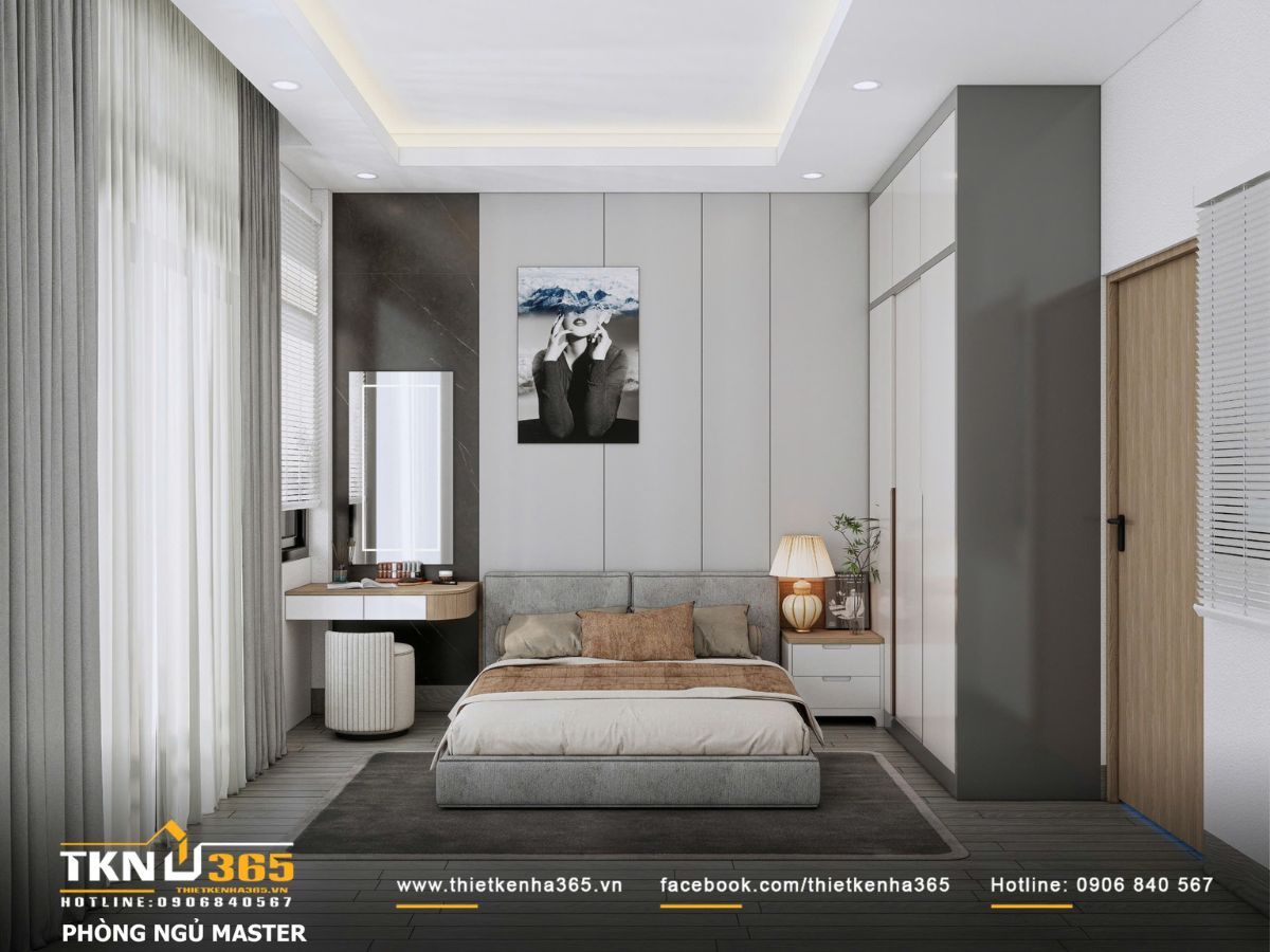 Mẫu nhà 1 trệt 1 lửng 1 lầu 4x16 bố trí số lượng phòng ngủ vừa đủ với nhu cầu sử dụng