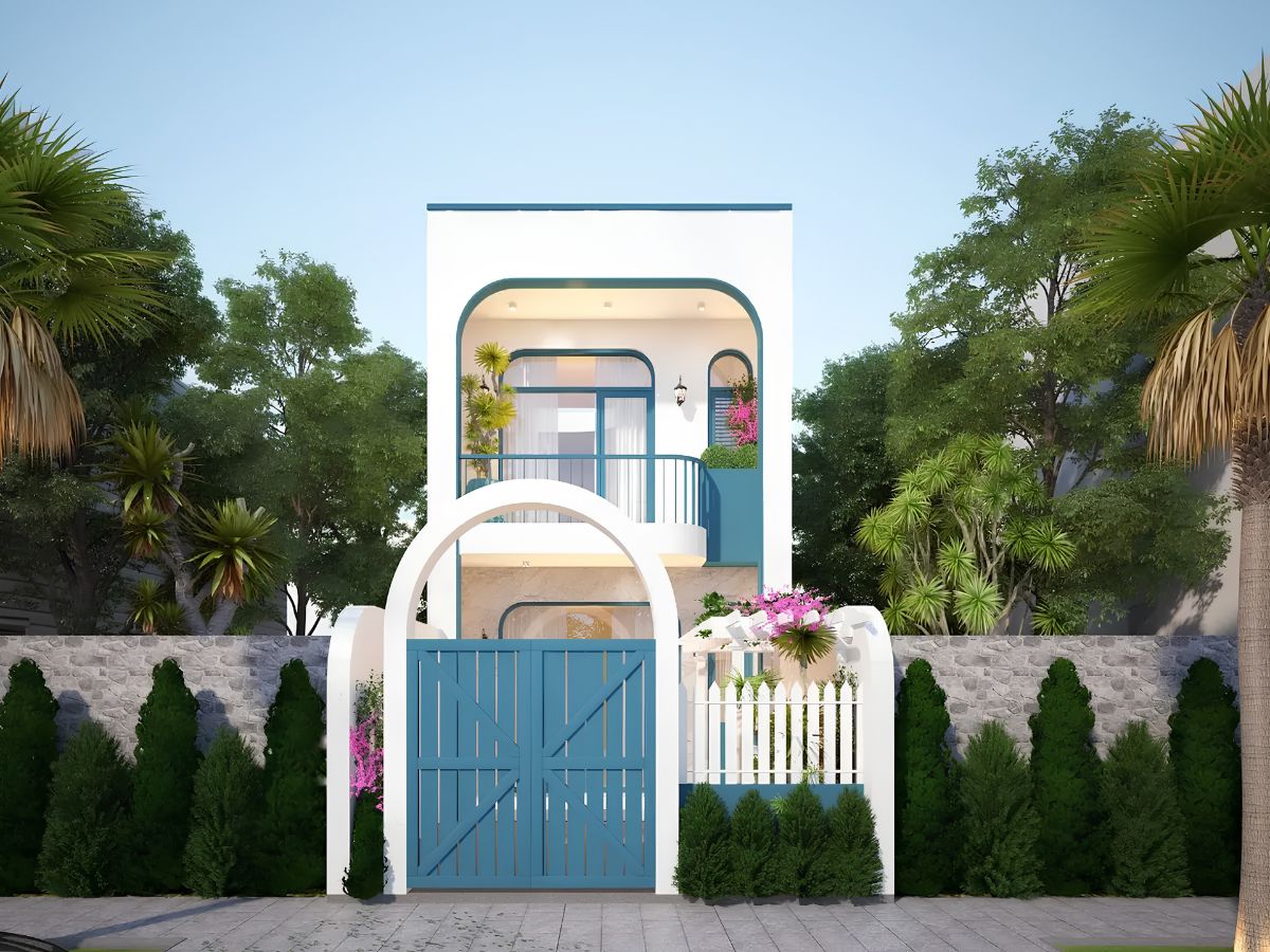 Mẫu nhà 1 trệt 1 lửng 1 lầu 4x16 thiết kế tối giản hiện đại có ban công xanh phù hợp với gia đình trẻ (Ảnh: Sưu tầm)