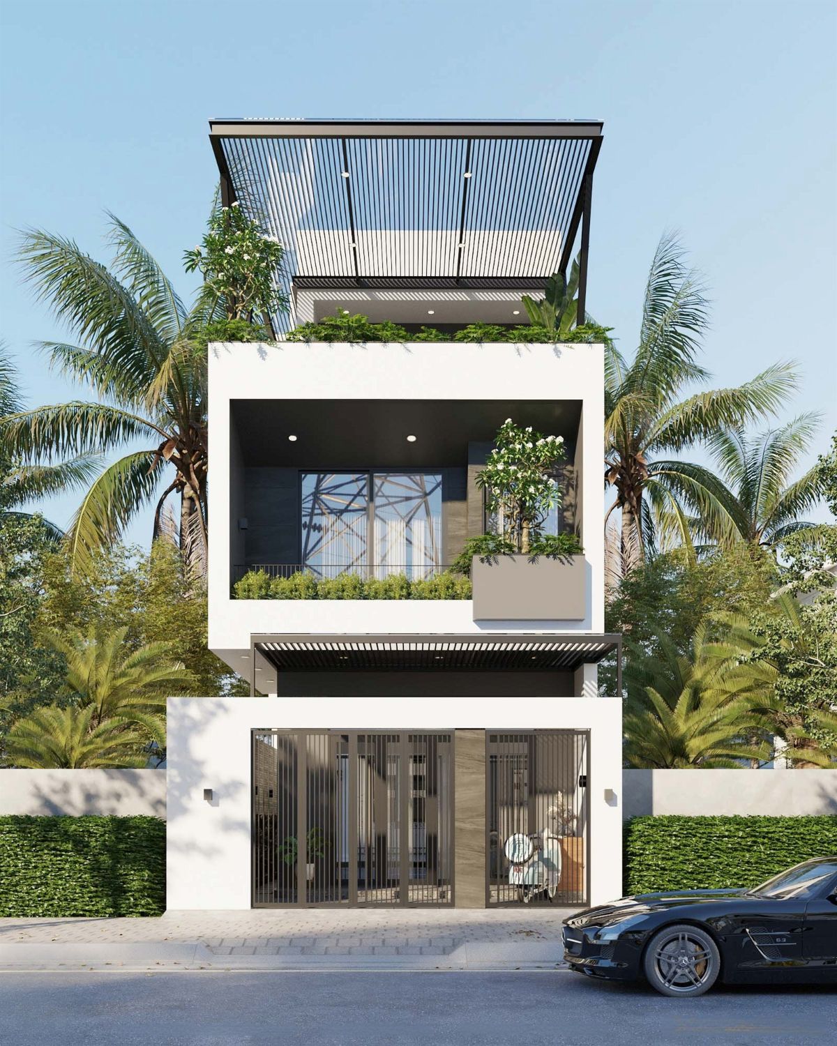 Mẫu nhà 1 trệt 1 lửng 1 lầu 4x16 có sân thượng rộng thoáng (Ảnh: Sưu tầm)