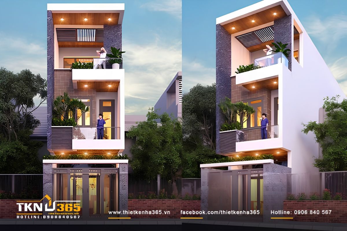 Mẫu Thiết Kế Nhà 4x12 Đẹp, Hiện Đại Và Tối Ưu Công Năng Nhất 2026 13 Mẫu nhà 4x12 mái bằng kết hợp linh hoạt giữa nhu cầu ở và kinh doanh