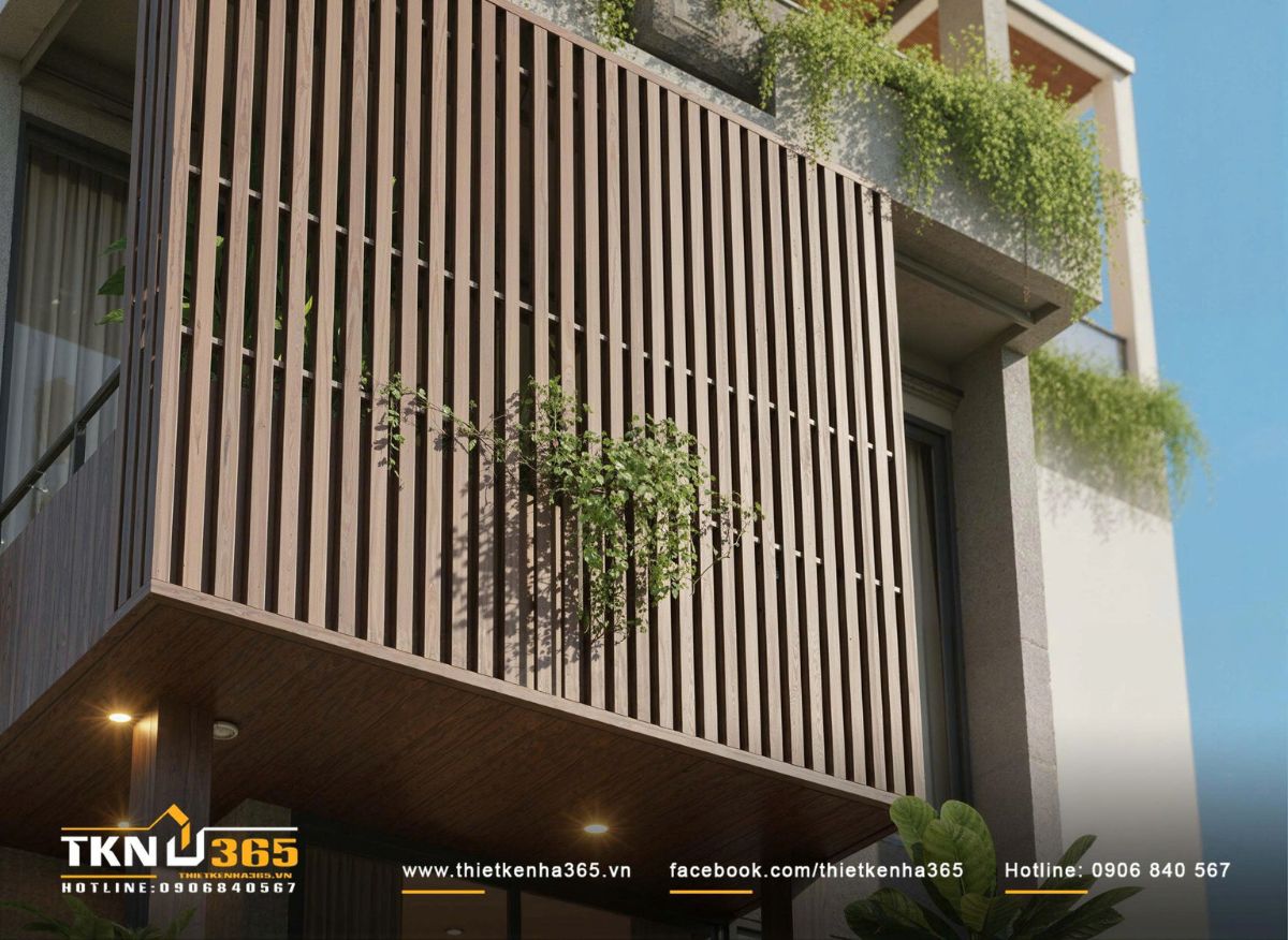 Nhà phố 6 tầng 6x18m và cách giữ sự gắn kết của gia đình qua những không gian được phân tầng 4 Hệ lam gỗ kích thước lớn trở thành lớp vỏ bảo vệ giúp nhà phố 6 tầng hạn chế bức xạ nhiệt, cho phép mở rộng cửa kính phía trong mà vẫn đảm bảo sự riêng tư