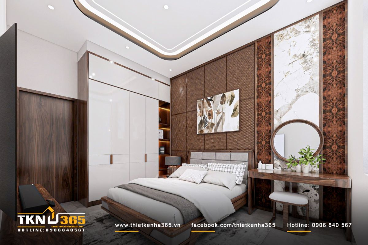 Khu bàn trang điểm nhỏ gọn đặt cạnh cửa sổ giúp tận dụng ánh sáng tự nhiên trong quá trình sử dụng