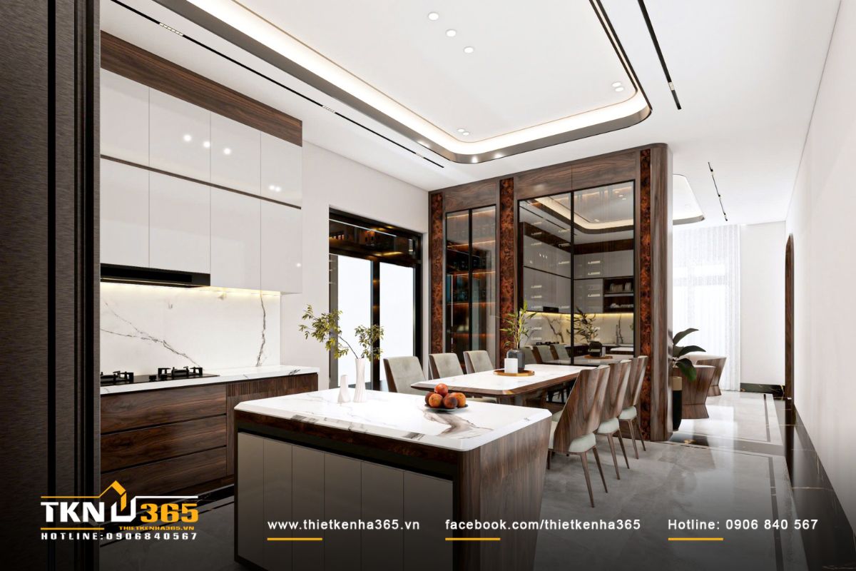 Thiết kế nội thất biệt thự vườn 1 tầng mái Thái kết nối liền mạch giữa các không gian sinh hoạt khách - bếp - ăn
