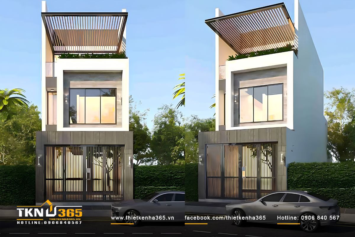 Nhà phố 3 tầng 5x24m sở hữu hình khối vuông vức với bảng màu trung tính chủ đạo