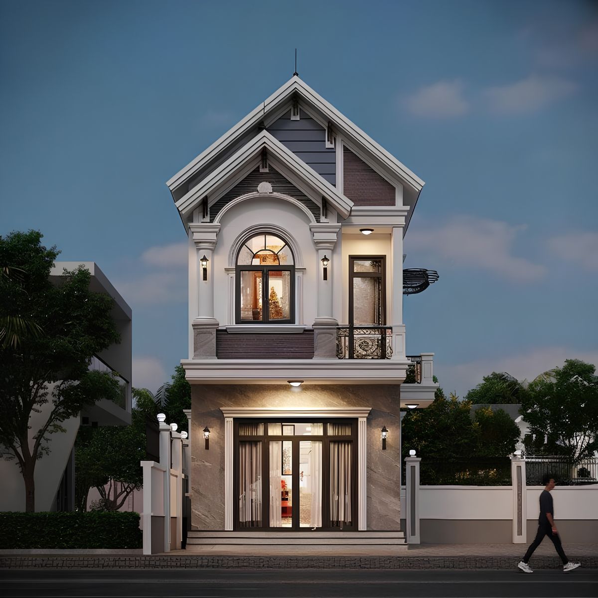 50+ Mẫu Nhà Mặt Tiền 5m Đẹp, Hiện Đại Và Được Ưa Chuộng Nhất 9 Mẫu nhà mái thái mặt tiền 5m được ưa chuộng nhờ vẻ đẹp thanh thoát, phù hợp với khí hậu tại Việt Nam (Ảnh: Sưu tầm)