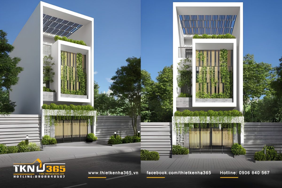 Mẫu thiết kế nhà 4x20 đẹp chú trọng đến các giải pháp lấy sáng và thúc đẩy quá trình lưu thông không khí tự nhiên