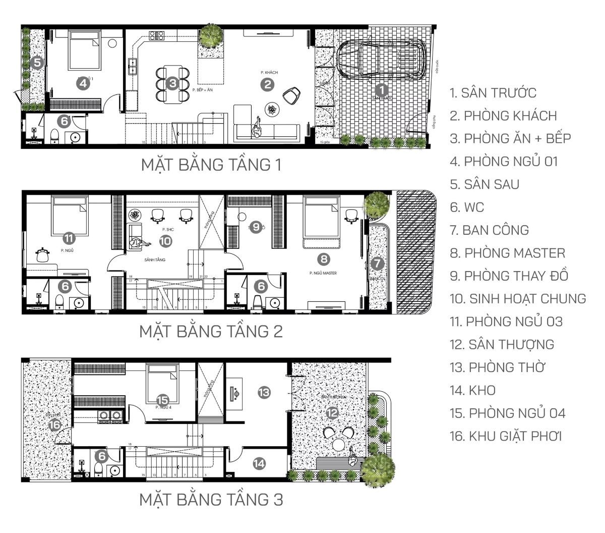 Bản vẽ mặt bằng mẫu thiết kế nhà 5x15 đẹp với 4 phòng ngủ (Ảnh: Sưu tầm)