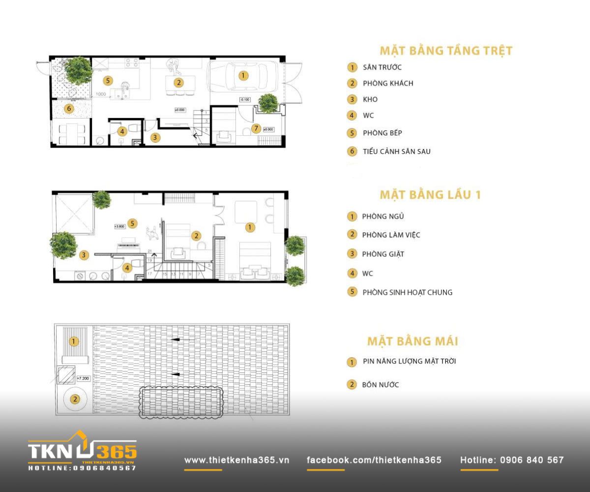 Bản vẽ mặt bằng mẫu thiết kế nhà 5x15 đẹp với gara ô tô rộng thoáng ở tầng trệt