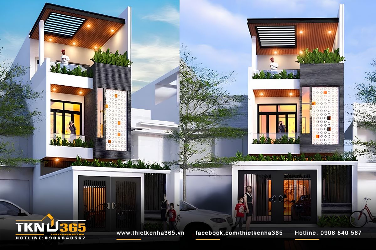 Mẫu thiết kế nhà 5x15 đẹp 1 trệt 2 lầu hoàn toàn phù hợp với gia đình có 6 thành viên