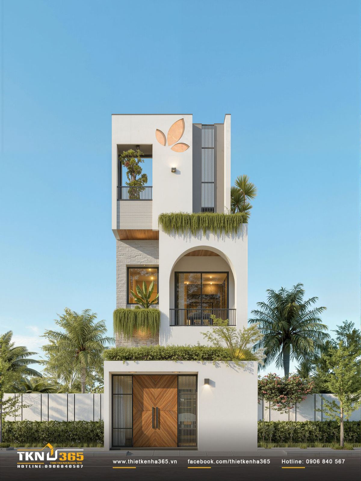 Mẫu nhà 3 tầng 4x15m dễ dàng bố trí 4 - 5 phòng ngủ