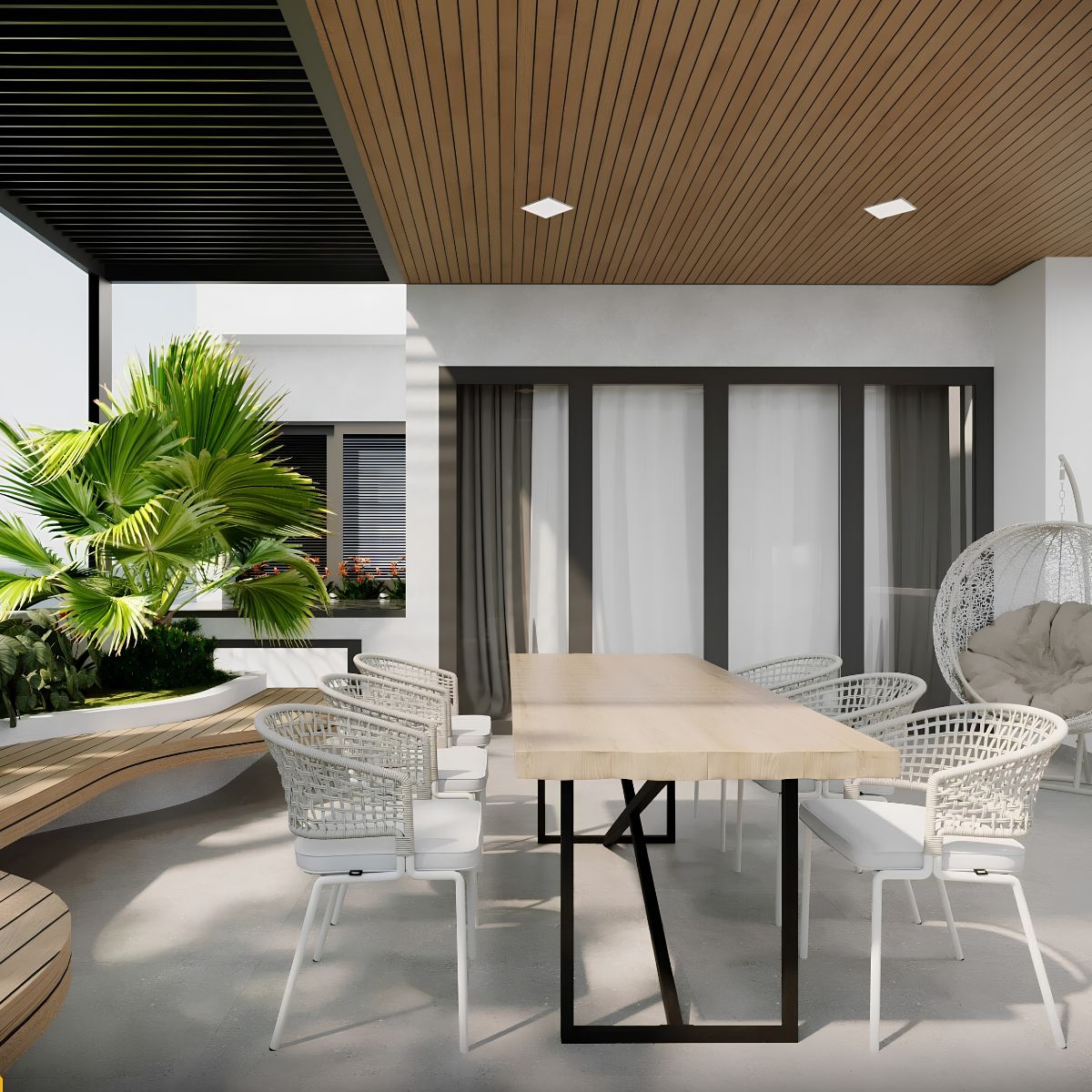 Thiết kế sân thượng đẹp thường ưu tiên vật liệu bền, cây xanh dễ chăm sóc và hạn chế chi tiết phức tạp (Ảnh: Sưu tầm)