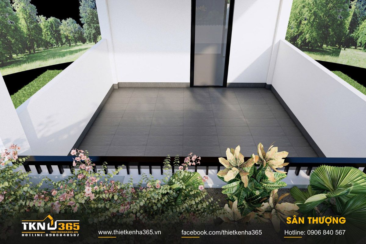 Mẫu sân thượng phong cách hiện đại tối giản sử dụng gam màu trung tính chủ đạo
