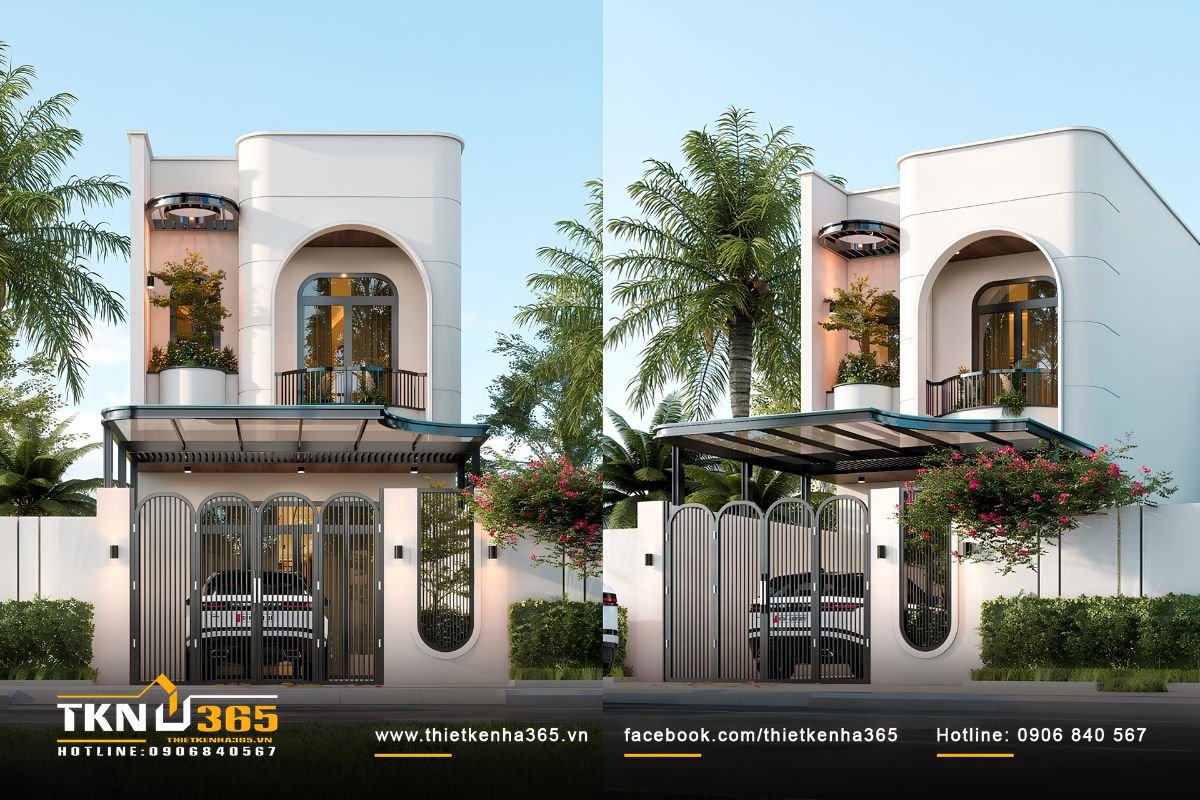 Mẫu nhà 1 trệt 1 lầu 4x13 đẹp với thiết kế hình khối gọn gàng, loại bỏ hết những chi tiết trang trí cầu kỳ