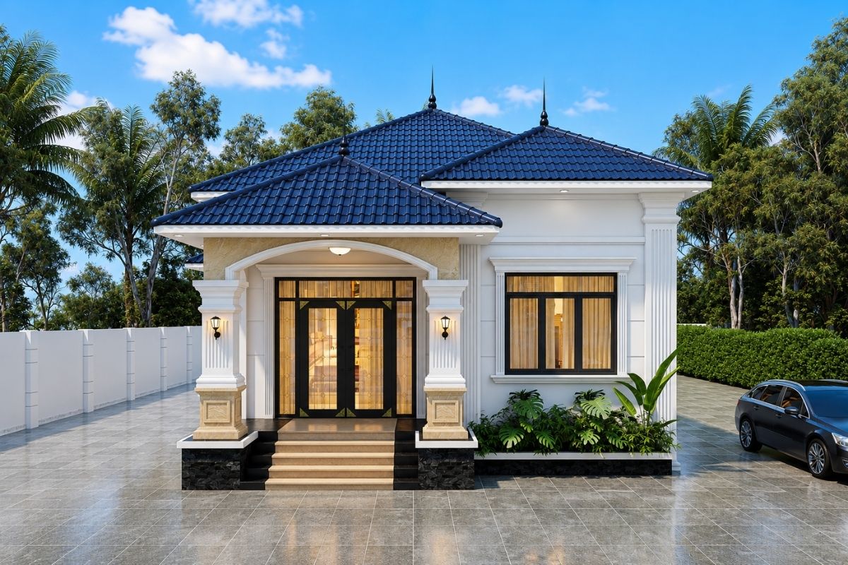 Để tính chi phí xây nhà tân cổ điển 1 tầng, gia chủ cần dựa vào nhiều yếu tố khác nhau (Ảnh: Sưu tầm)