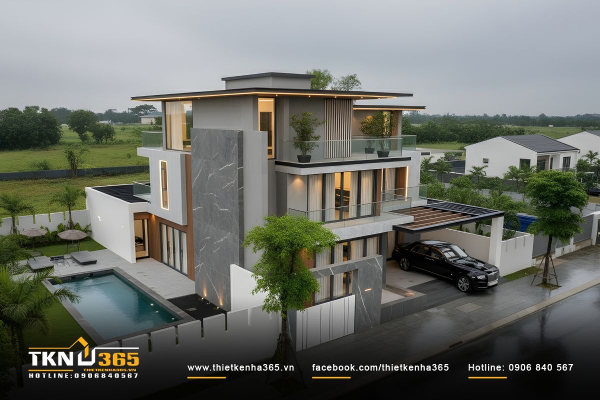 Mẫu thiết kế nhà sân vườn đẹp sở hữu hồ bơi hiện đại, nâng tầm đẳng cấp không gian sống