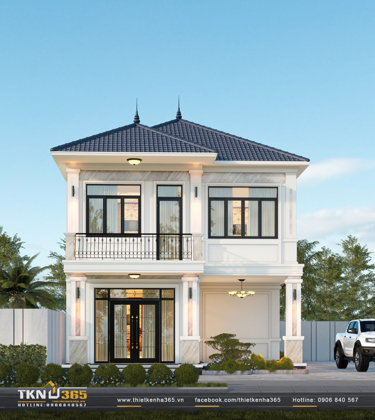 Nhà phố 2 tầng hiện đại của chị Hương tích hợp quán cà phê nhưng vẫn giữ sự riêng tư cho gia đình đông thành viên 1 Mặt tiền nhà phố 2 tầng nổi bật với hình khối cân đối, hệ cửa kính lớn và mái dốc tạo vẻ thanh thoát