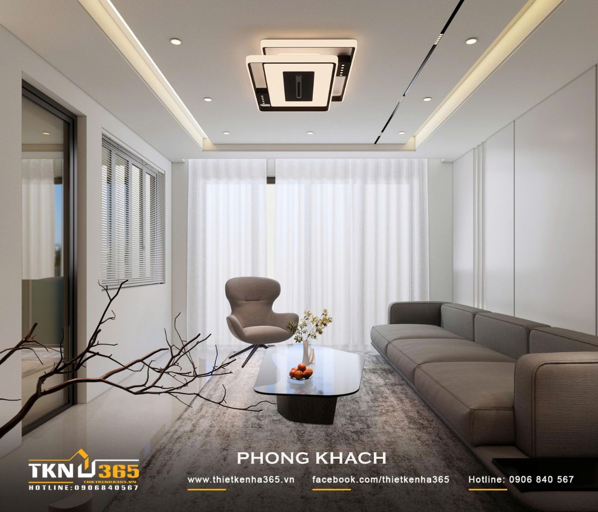 Nhà phố 2 tầng hiện đại của chị Hương tích hợp quán cà phê nhưng vẫn giữ sự riêng tư cho gia đình đông thành viên 11 Hệ rèm sáng màu kết hợp cửa lớn giúp phòng khách đón ánh sáng tự nhiên mà vẫn đảm bảo sự riêng tư