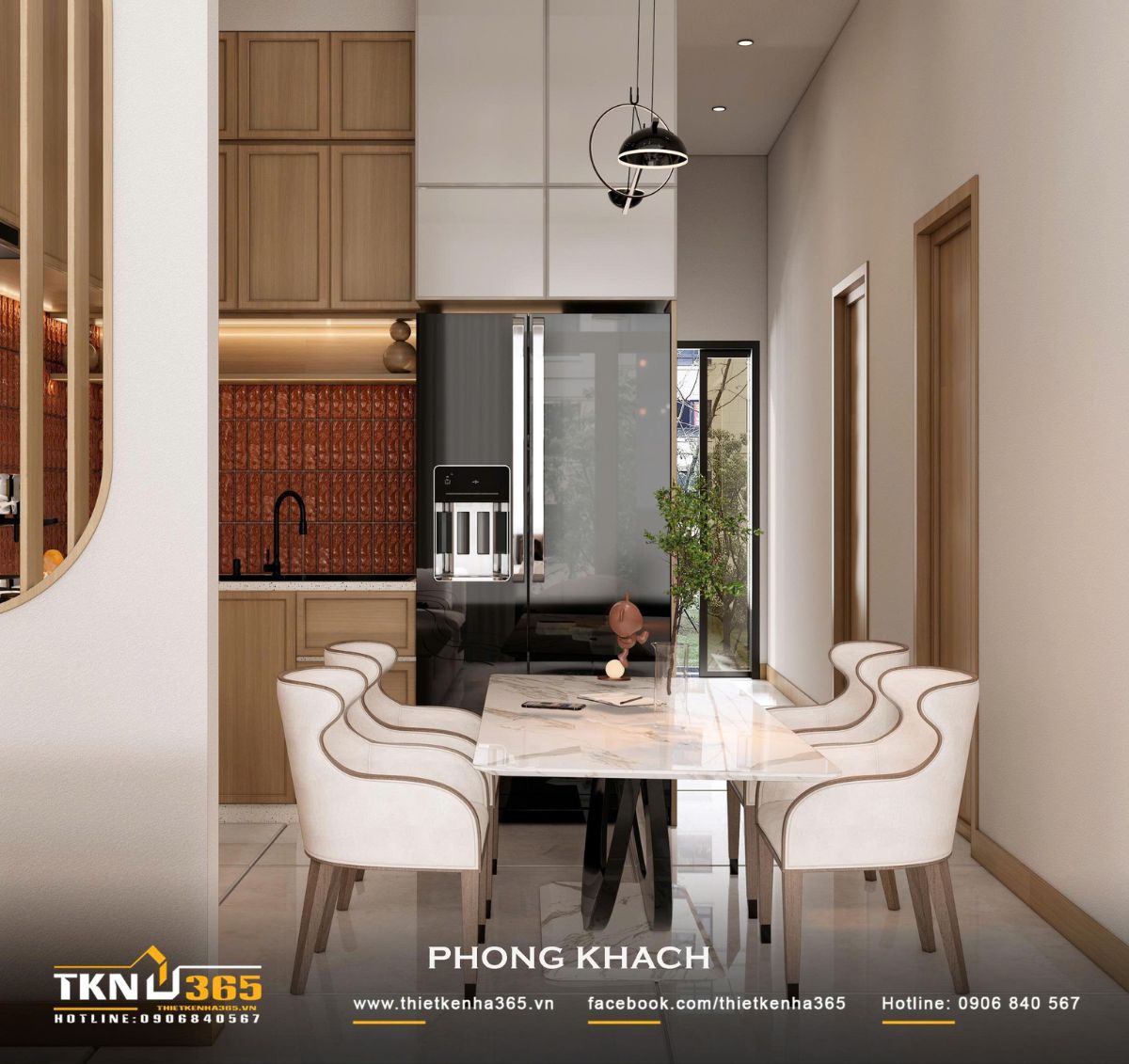 Việc bố trí phòng khách - bếp - ăn liền mạch giúp các thành viên trong gia đình dễ dàng tương tác với nhau mọi lúc mọi nơi