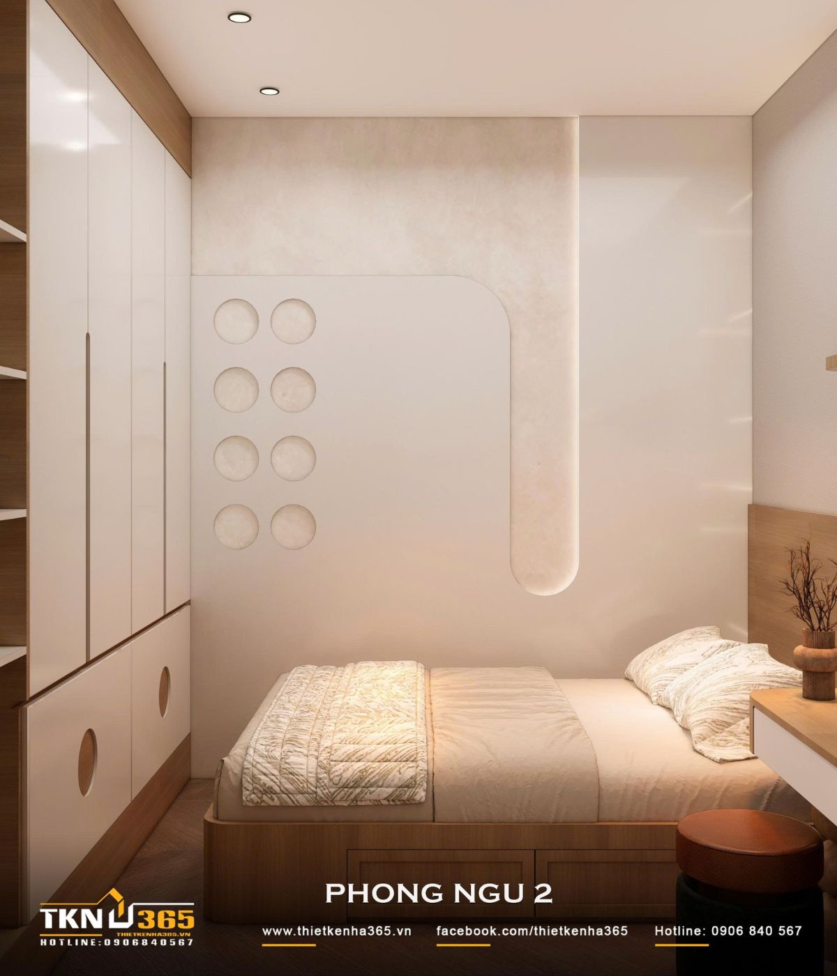 Tủ quần áo phát triển theo chiều cao giúp phòng ngủ khai thác tốt diện tích đứng, hạn chế sử dụng thêm đồ nội thất rời
