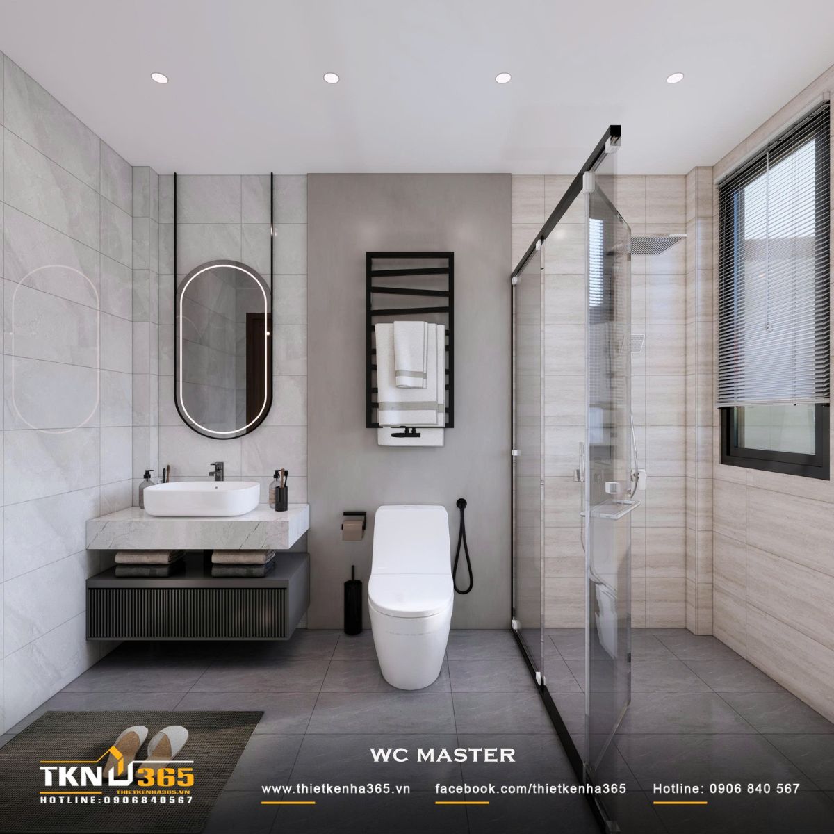 Nhà phố 2 tầng hiện đại của chị Hương tích hợp quán cà phê nhưng vẫn giữ sự riêng tư cho gia đình đông thành viên 32 WC master phân chia khu khô và khu tắm bằng vách kính trong suốt, giữ không gian thông thoáng và thuận tiện khi sử dụng