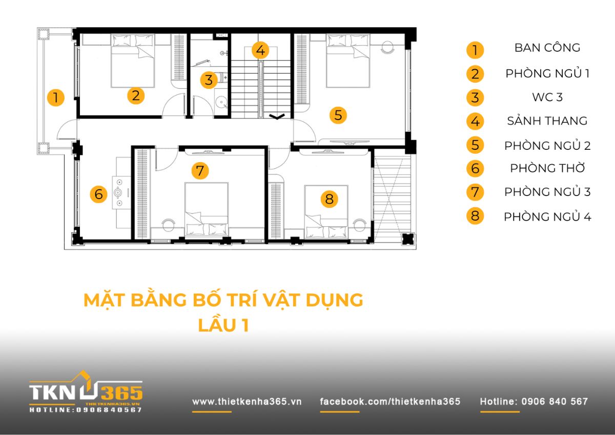 Nhà phố 2 tầng hiện đại của chị Hương tích hợp quán cà phê nhưng vẫn giữ sự riêng tư cho gia đình đông thành viên 9 Lầu 1 dành cho 4 phòng ngủ, phòng thờ và ban công, tạo khu nghỉ ngơi riêng tư cho các thành viên