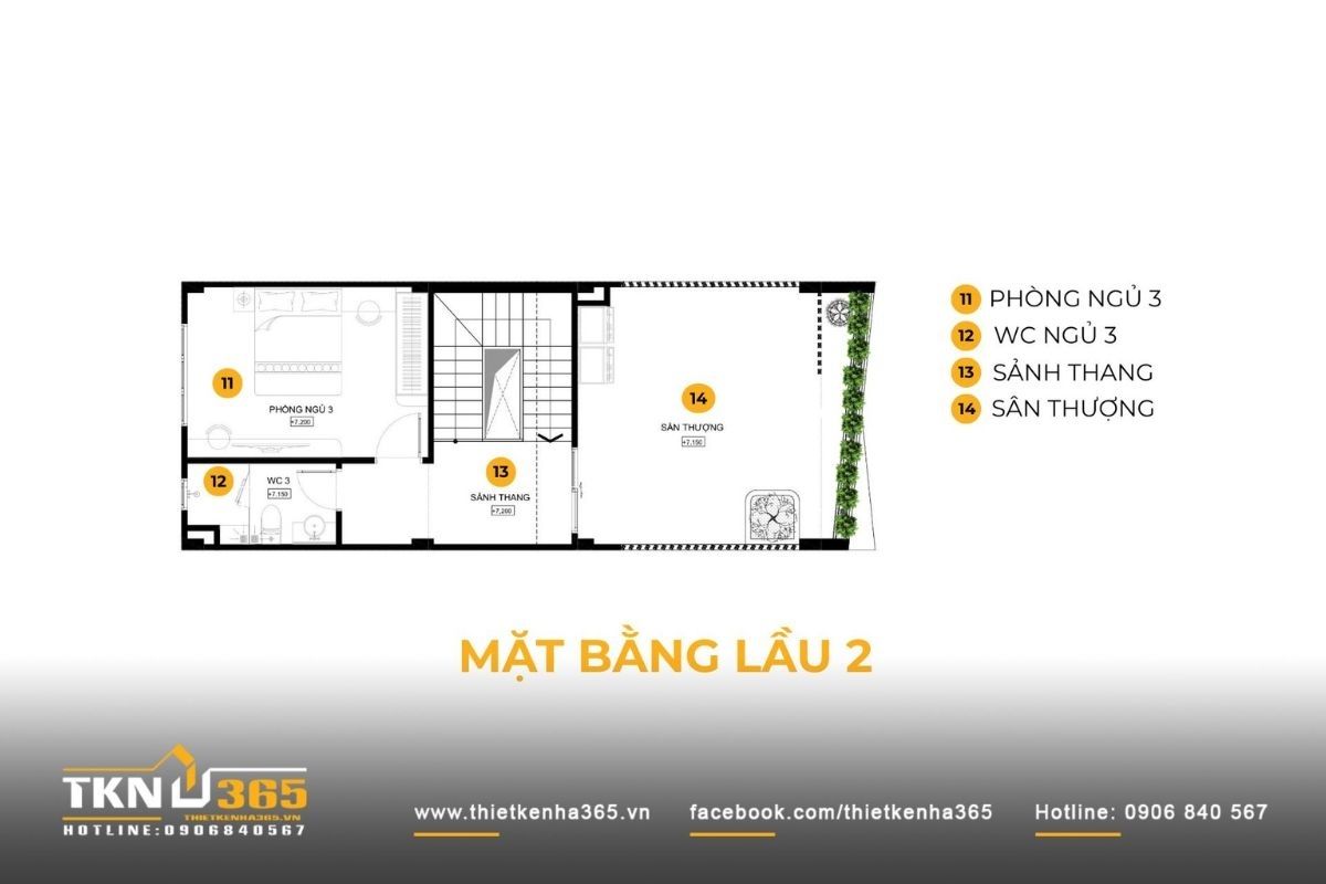 Mẫu nhà 1 trệt 2 lầu 5x20m đẹp cân bằng giữa không gian nghỉ ngơi và sân thượng thư giãn ở lầu 2